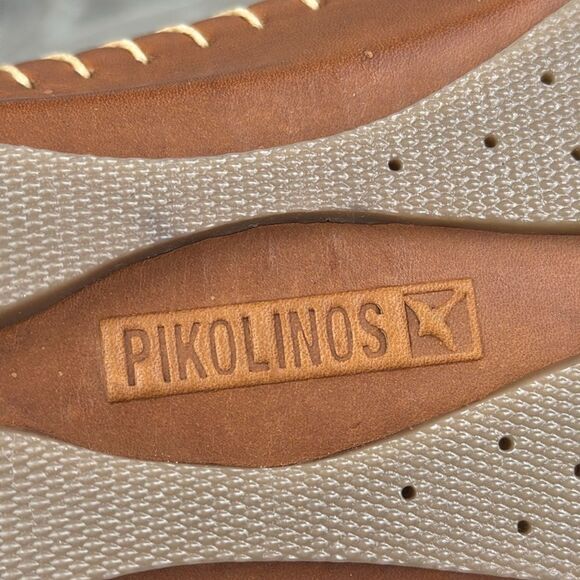 Pikolinos Jerez Women's Sz 7/EU 37 Tan Leather Floral Cutout Slip On Moccasins - Picture 11 of 12